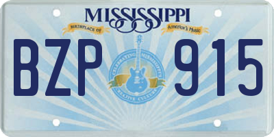 MS license plate BZP915