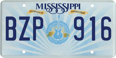 MS license plate BZP916
