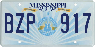 MS license plate BZP917