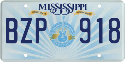 MS license plate BZP918