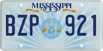 MS license plate BZP921