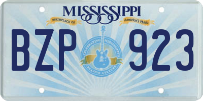 MS license plate BZP923