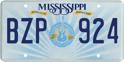 MS license plate BZP924