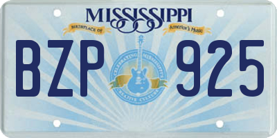 MS license plate BZP925