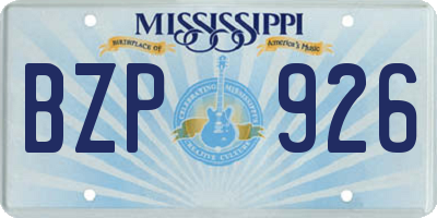 MS license plate BZP926
