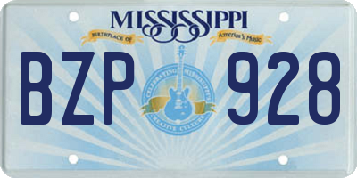 MS license plate BZP928