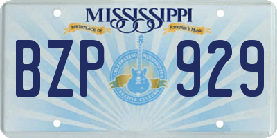 MS license plate BZP929