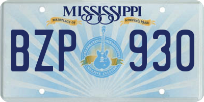MS license plate BZP930