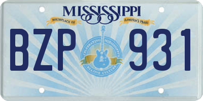 MS license plate BZP931
