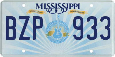 MS license plate BZP933