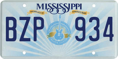 MS license plate BZP934