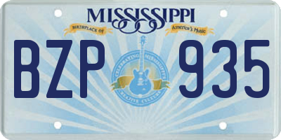 MS license plate BZP935