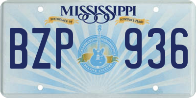 MS license plate BZP936