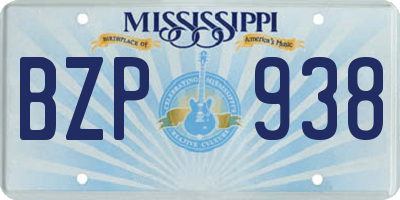 MS license plate BZP938