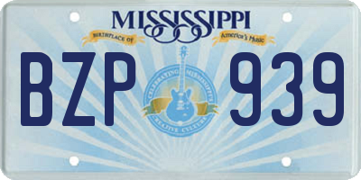 MS license plate BZP939