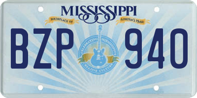 MS license plate BZP940
