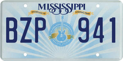 MS license plate BZP941