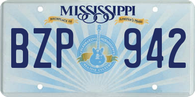MS license plate BZP942