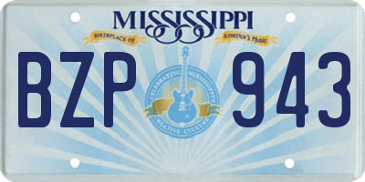 MS license plate BZP943