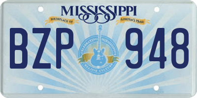 MS license plate BZP948