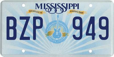 MS license plate BZP949