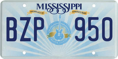 MS license plate BZP950