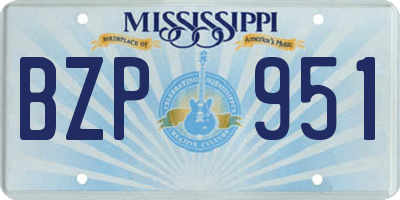 MS license plate BZP951
