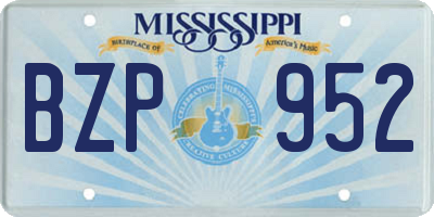 MS license plate BZP952