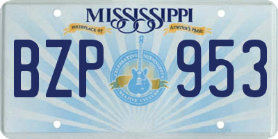 MS license plate BZP953