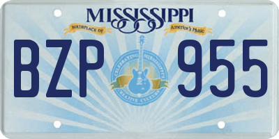 MS license plate BZP955