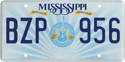 MS license plate BZP956
