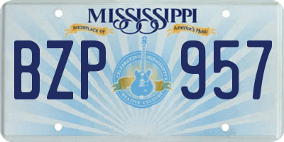 MS license plate BZP957