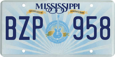 MS license plate BZP958