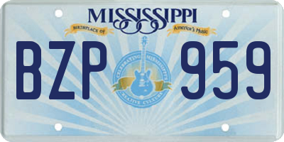 MS license plate BZP959