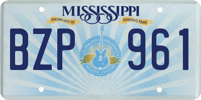 MS license plate BZP961