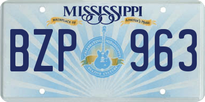 MS license plate BZP963