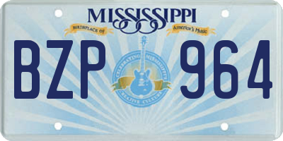MS license plate BZP964
