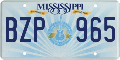 MS license plate BZP965