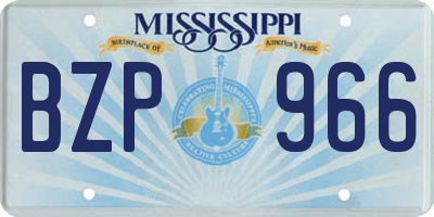 MS license plate BZP966