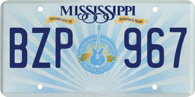 MS license plate BZP967