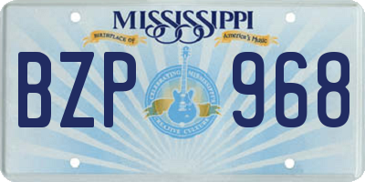 MS license plate BZP968