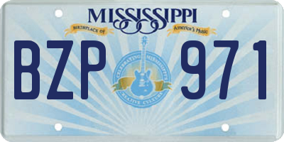 MS license plate BZP971