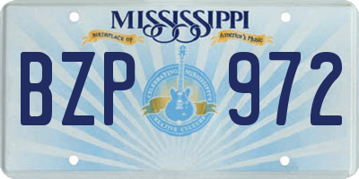 MS license plate BZP972