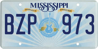 MS license plate BZP973