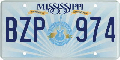 MS license plate BZP974