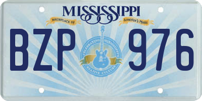 MS license plate BZP976