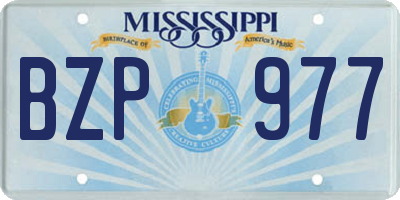 MS license plate BZP977