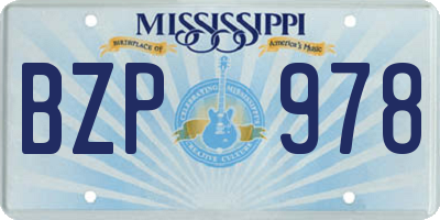 MS license plate BZP978