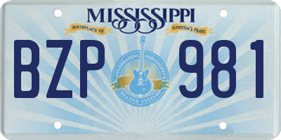 MS license plate BZP981
