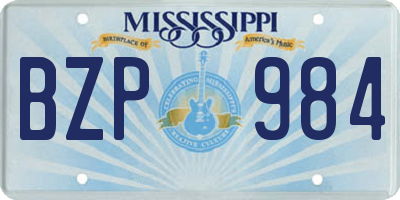 MS license plate BZP984